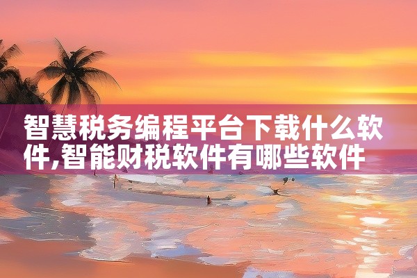 智慧税务编程平台下载什么软件