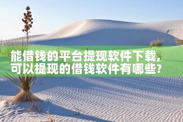 能借钱的平台提现软件下载