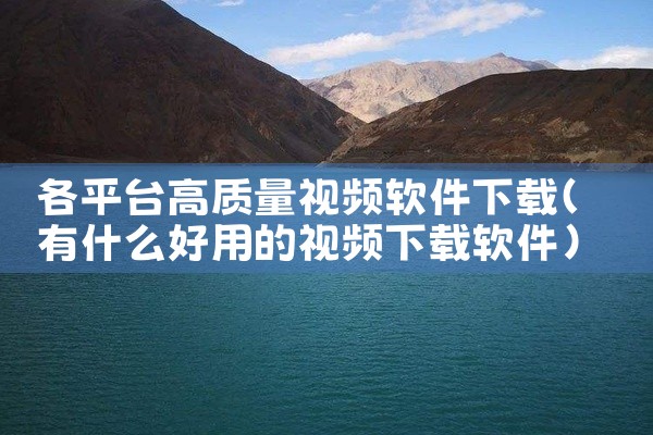 各平台高质量视频软件下载