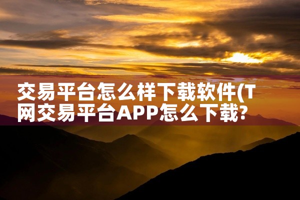 交易平台怎么样下载软件